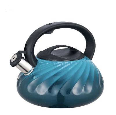 China Sustainable One-touch Switch Button 2.8quart/3liter Stainless Steel Whistling Kettle Tea Pot With Color Coating for sale