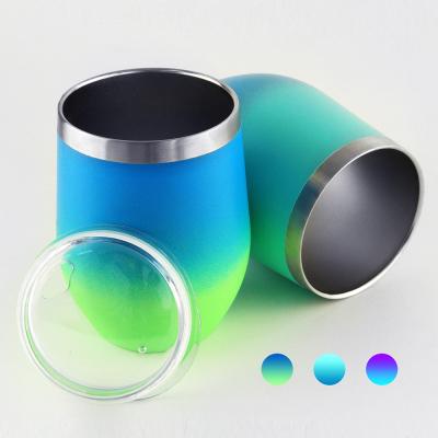 China 12oz Egg Shape Disposable Cups Double Wall 304 Stainless Steel Vacuum Lid Cups And Straw Can Be Matched Custom Design for sale