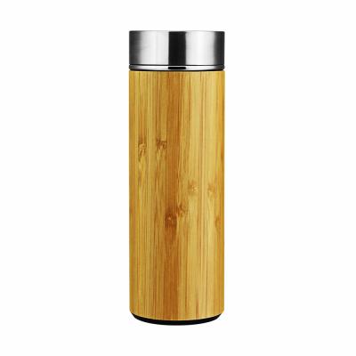 China 2020 Sustainable Double Wall Shell Stainless Steel Bamboo Vacuum Water Cup for sale