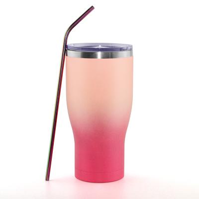 China Double Wall Stainless Steel Disposable Beer Tumbler With Straw And Lid Eco Friendly Vacuum Insulated Beer Tumbler for sale