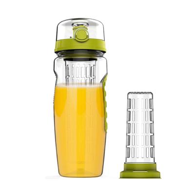 China Viable BPA Tritan 32oz Fruit Infuser Free Plastic Water Bottle With Push Lid With Infuser for sale