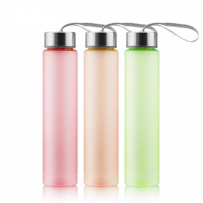 China Sustainable Promotional 350ml Tritan/AS Plastic Water Bottle With Strap for sale