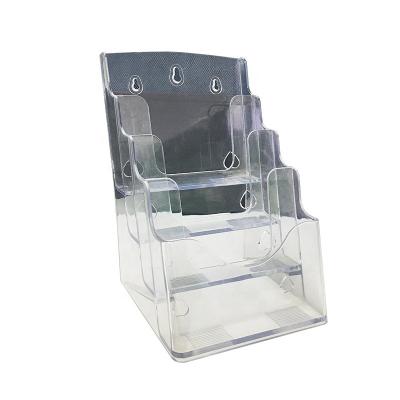 China Durable Changhong Customized 4 Tier Acrylic Flyer Rack Display Flyer For Various Shops Front Desk for sale