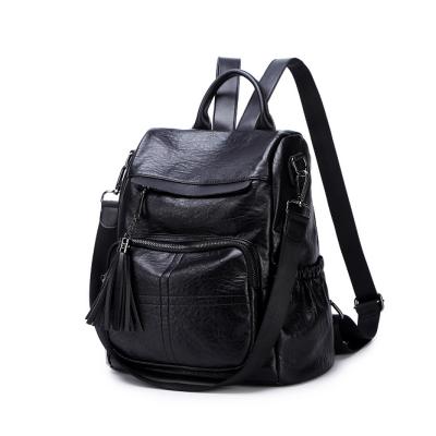 China Waterproof Pu Leather Anti Theft Large School Shoulder Bags Vintage Leather Backpack for sale