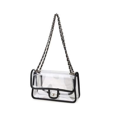 China Clear Chain Saddle Cross Body Bag Handbag Fashion Transparent Shoulder Bag for sale