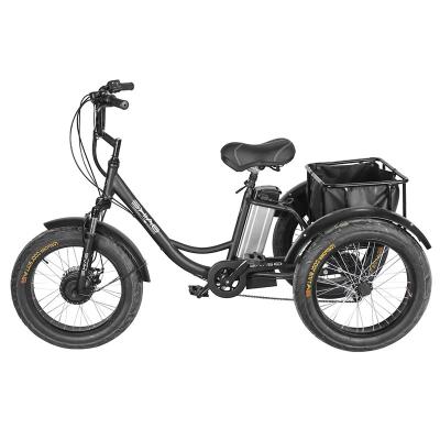 China Cargo Carbon Steel Frame 20 24 Wheeler Electric Bike 7 Inch Mid Speed ​​Tricycles 3 Wheeler Electric Fat Tires Adult Electric Tricycle for sale