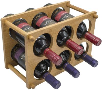 China China Sorbus 2-Tier Bamboo Wine Rack - Classic Wooden Wine Shelving Storage for Bottles - Perfect for Bar, Cellar, Basement, Cabinet, for sale