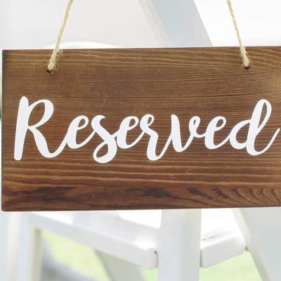 China China Hanging Wooden Reserved Signs (6-Pack); Rustic style wooden signs for weddings, special events for sale