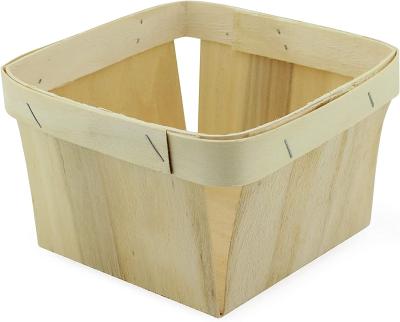 China China Cornucopia One Quarter Square 5.75-Inch Wooden Berry Baskets (8-Pack) Vented Wooden Boxes For Fruit Picking for sale