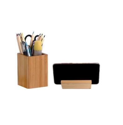 China China Bamboo Wooden Pen Holder Cup Business Card Holder And Desk Stand For Office Home School for sale