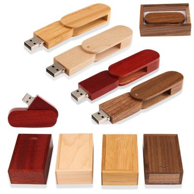 China China Swivel Wooden USB 3.0 Flash Drive Customized Wedding Studio USB Pendrive Box for sale