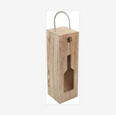 China MyGift China Country Rustic Finished Wood Cut Design Wine Crate Carrier / Modern Wine Bottle Carrier Box for sale