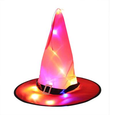 China Polyester Taffeta Carnival Led Light Hat Halloween LED Witch Hat Colorful Gleamy Light Hat for sale