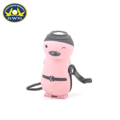 China Camping Penguin Shaped 1 Led Crank Dynamo Super Bright Flashlight for sale