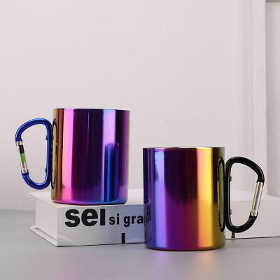 China Viable Fashion Copper Plating Straight Mugs With Handle 14OZ Beer Mug Made Of 304 Stainless Steel Vacuum Plating for sale