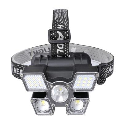 China 5 LED Super Bright Headlight USB Rechargeable Head Working Head Light Torch Waterproof For Fishing Hunting for sale