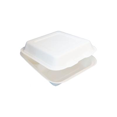 China 6 Inch Heatable Hamburg Sugar Cane Disposable Takeout Food Containers Restaurant Organic Boxes for sale