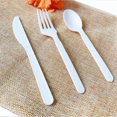 China Disposable Restaurant Home Cafe Take Away Plastic Disposable Spoon Fork Knife Biodegradable Food Cutlery for sale