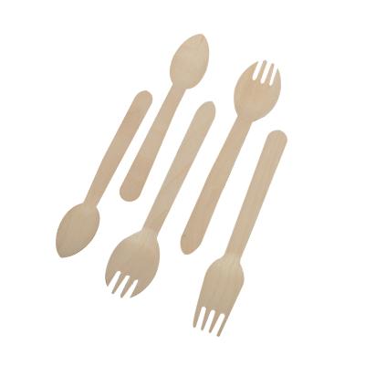 China Disposable 100% biodegradable food knife fork and spoon cutlery set birch wood kneif compostable fork for sale