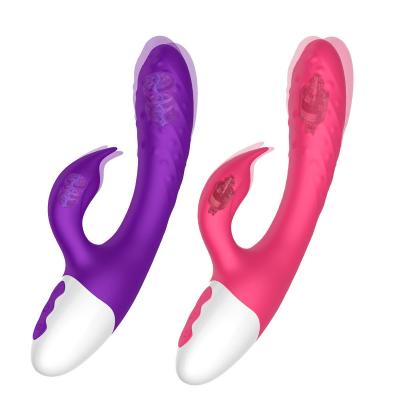 China 10 frequency vibration of head + 10 frequency vibration of rabbit head 100% Waterproof Rechargeable G-spot Rabbit Head Silicone Vibrator for sale