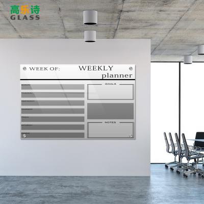 China Education.Training.Office Wall Mounted Glass Whiteboard Easy Install Heat Tempered Glass Frameless Magnetic Whiteboard For School Office for sale