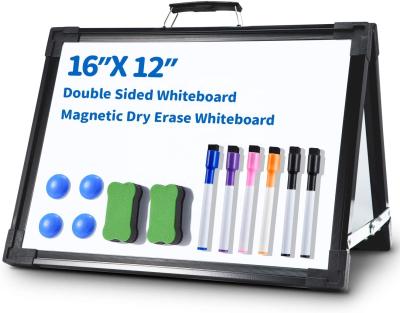 China Education.Training.Office Small Dry Erase White Board Magnetic Double Sided MINI Whiteboard Foldable Custom Lapboard Black Aluminum Alloy for sale