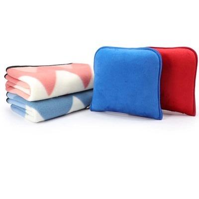 China Comfortable Portable 100% Travel Blanket Anti-pilling Polyester Fleece Throw Airplane Blanket Compact For Long Car Airplane Blanket Fleece Picnic for sale