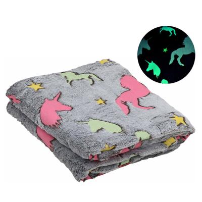 China Bright Shaggy Flannel Fleece Glow in Dark Blanket Super Soft for Kids Bright Kids Blanket and Rug Set for sale