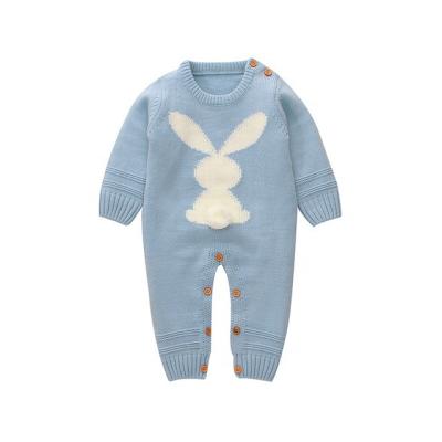 China Autumn Infant Girl Boy Winter Clothes Pom Pom Newborn Toddler Jumpsuit Outfit Anti-pilling Rompers Cute Baby Rabbit Long Sleeve Knitted Warm for sale