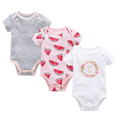 China Wholesale Newborn Toddler Sleepwear Babies Boys Clothes 3 Pcs/Sets Short Sleeve Cotton Baby Boy Clothes Rompers for sale