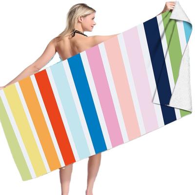 China Custom QUICK DRY Microfiber Hut Stripe Towel Logo And Size Beach Towel Quick Dry Beach Towels for sale