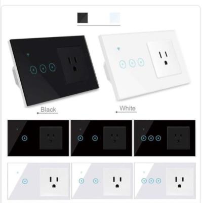 China Wifi Smart Socket 1 2 US Standard 3 Band Wall Switch Socket With Wifi Logo Can Customized For Home SM-WS for sale