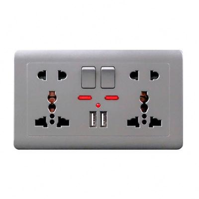 China Residential / General Purpose Electric Switch Double 2 Way Usb Wall Outlet for sale