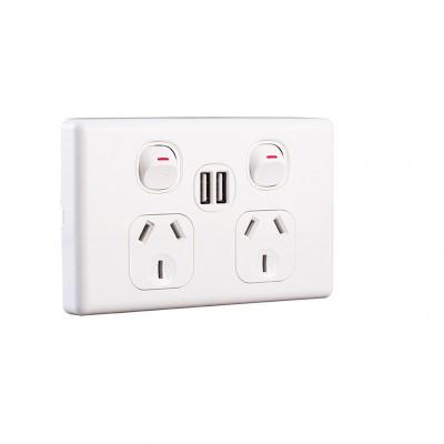 China Good quality SUMMAO polycarbonate double EU AU standard plug socket with USB for sale