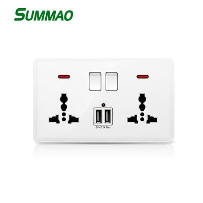 China Residential/General Purpose 2.1A Left Flat Socket 2 Flat Left Usb 2.1A Electrical Rectangular UK Strip Twin Wall Socket Usb Charger For Office Kitchen for sale