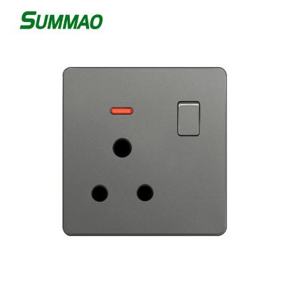 China 86*86Mm Hole Multi-Function Residential / Multi-Purpose USB Charging Gray Panel 13A UK Household Switch Socket for sale