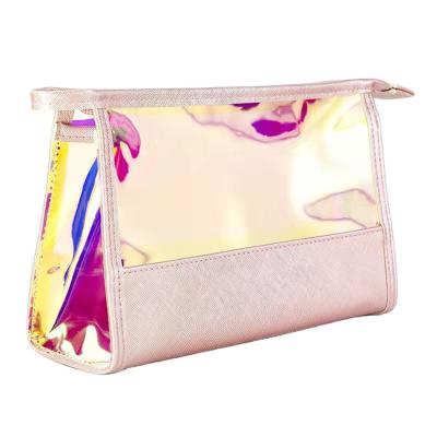 China TPU Waterproof Cosmetic Bag Women Travel Waterproof Makeup Bag Toiletry Carry Bag With Pink Color PU for sale