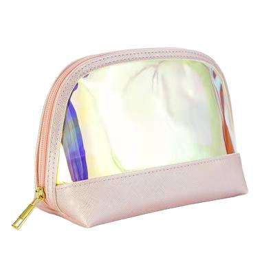 China Waterproof TPU Makeup Bag Women Travel Waterproof Toiletry Bag Carrying Cosmetic Bag With Pink Color PU for sale