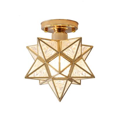 China Modern Aicco Low Price Gold Color Cheap LED Star Shape Outdoor Mounted Ceiling Star Lights For Hallway Corridor Living Room 29996 for sale