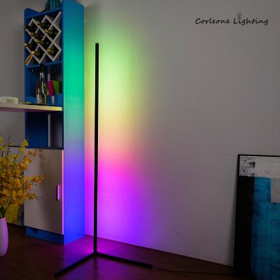 China Nordic Mid Century Corner Floor Lamp RGB LED Simple Modern Rod Floor Lamps for Living Room Bedroom Atmosphere Standing Indoor Lighting Fixtures for sale