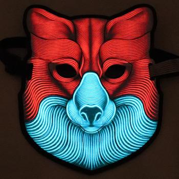 China Cartoon Design Voice LED Mask LED Mask Halloween Christmas Public Place Voice Control Luminous Sound LED Panel Flashing Flashing Mask for sale