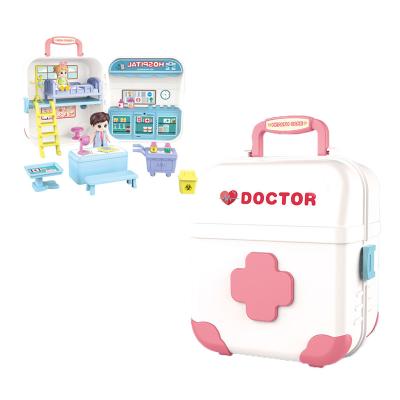 China DIY Pretend Play Doctor Educational Toys Pretend Play Set Kit Assembled Medical Chest Doctor Pink First Aid Role Play Set Medical Chest DIY Toys for sale