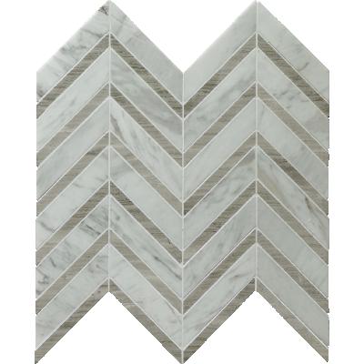 China Parquet Herringbone Pattern Perlino Bianco Marble Mix Stone Decorative Mosaic Slab for sale