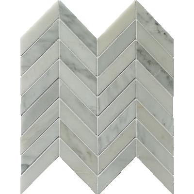 China White Herringbone Mosaic Slab East Chevron Desaign Parquet Marble Nature Stone For Wall for sale