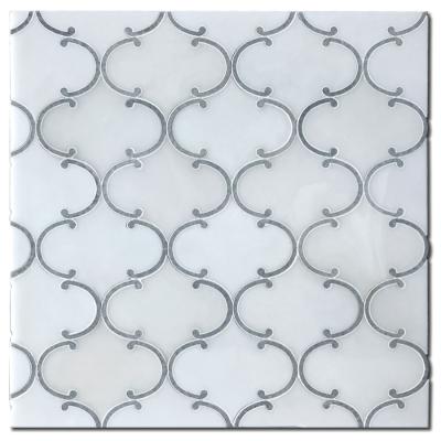 China White and gray stone nature parquet mosaic with irregular pattern for sale