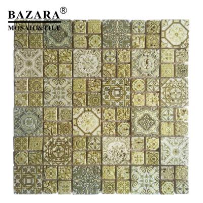 China Flooring Foshan Supplier Thickness 8mm Moroccan Style Yellow Stone Mosaic Slab for sale