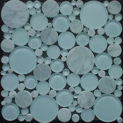 China Round Black and White Crystal Glass Mosaic Flooring for sale