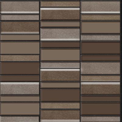 China Parquet Customized Irregular Glass Mosaic Brown Color Made In China for sale