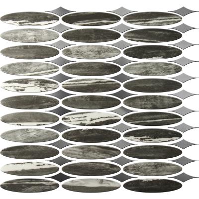 China Mix Metal Tone Gray Recycled Glass Mosaic Flooring Made in China for sale