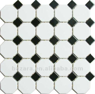 China Cheap Classic Black And White Ceramic Flooring Mosaic Tile Acid Resistant Slab for sale